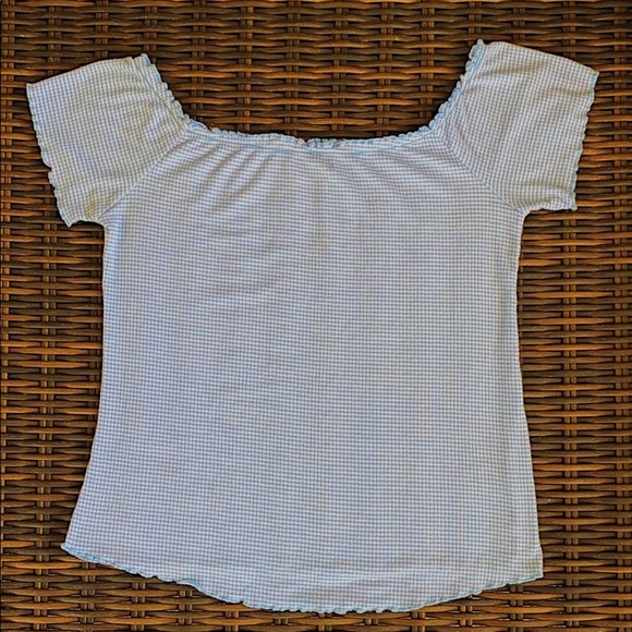 New Pacsun Ribbed Top Off Shouler Baby Blue Top - Picture 2 of 4